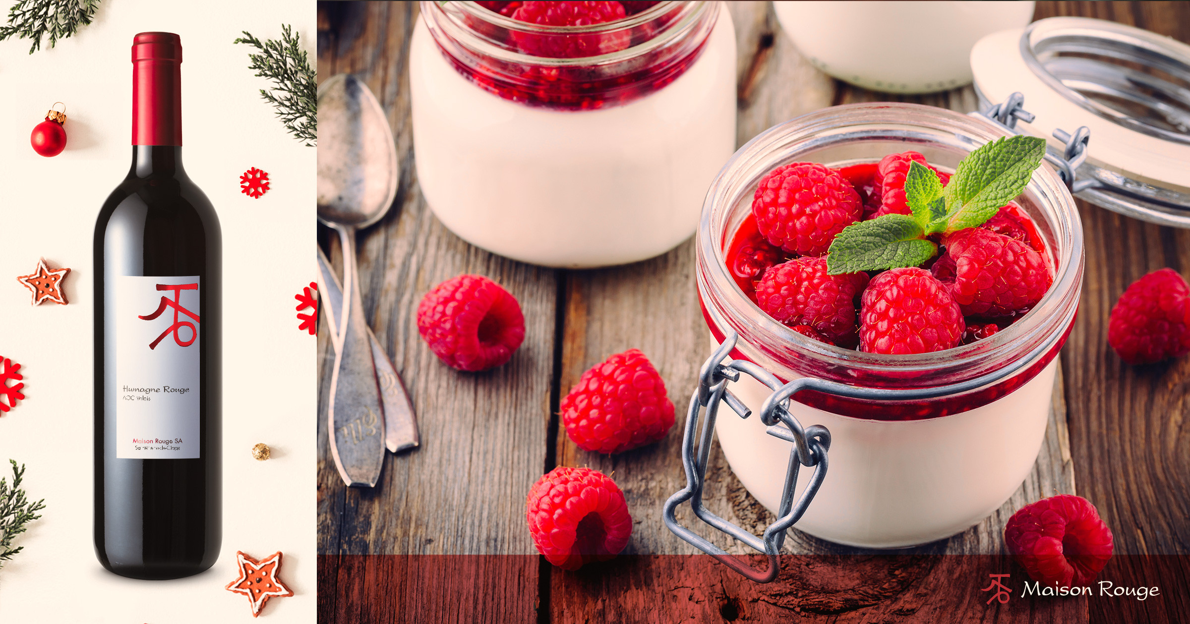 Panna Cotta framboise à l'Humagne Rouge