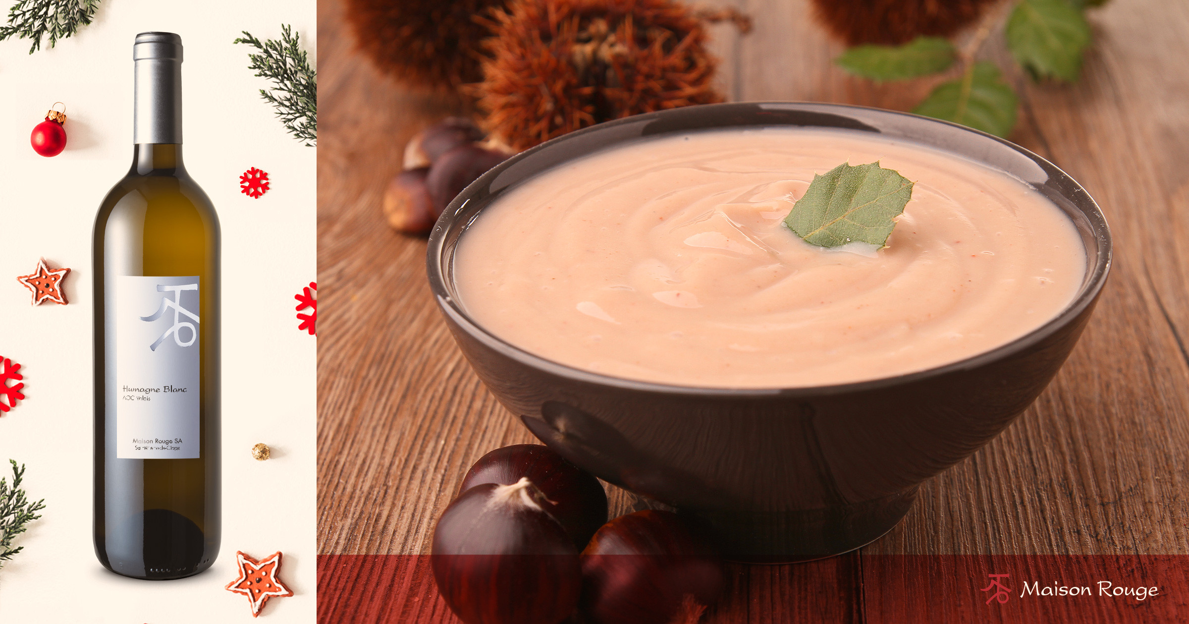 Velouté châtaigne-foie gras à l'Humagne Blanc